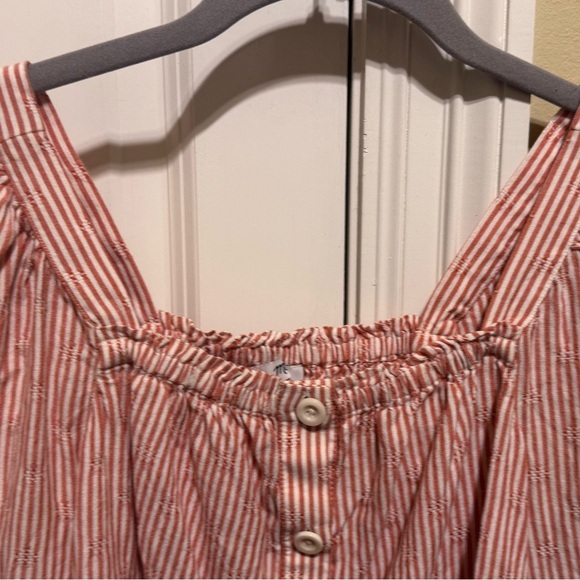 Madewell Puff Long Sleeve Button Down Crop Top Embroidered Stripes Orange Sz XS - Picture 4 of 12